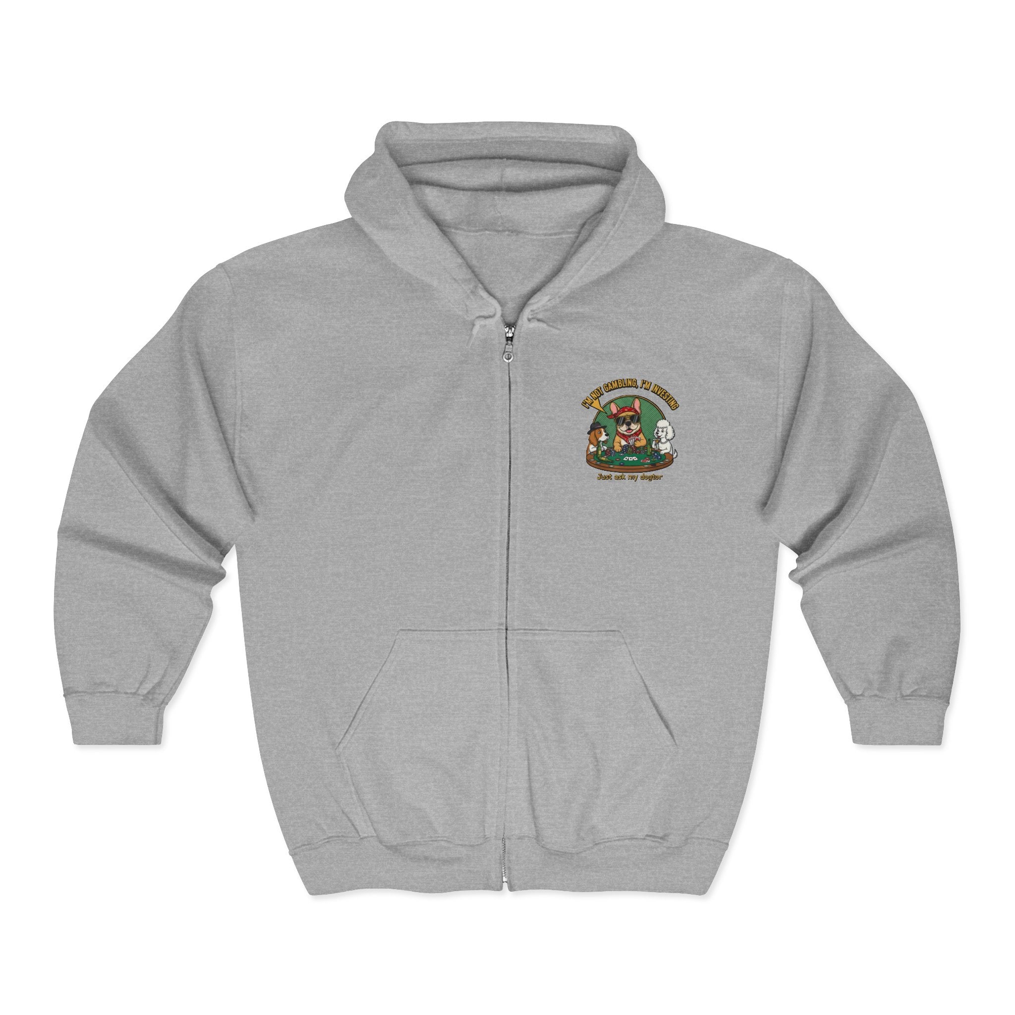 Zip Hoodie — Cute Mushroom Gnome Chest Logo with Purple Infinity Back