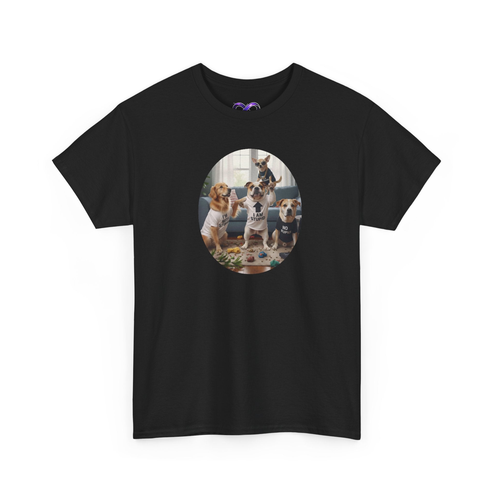 Dog Party Graphic Tee — Cute Puppies Circle Print