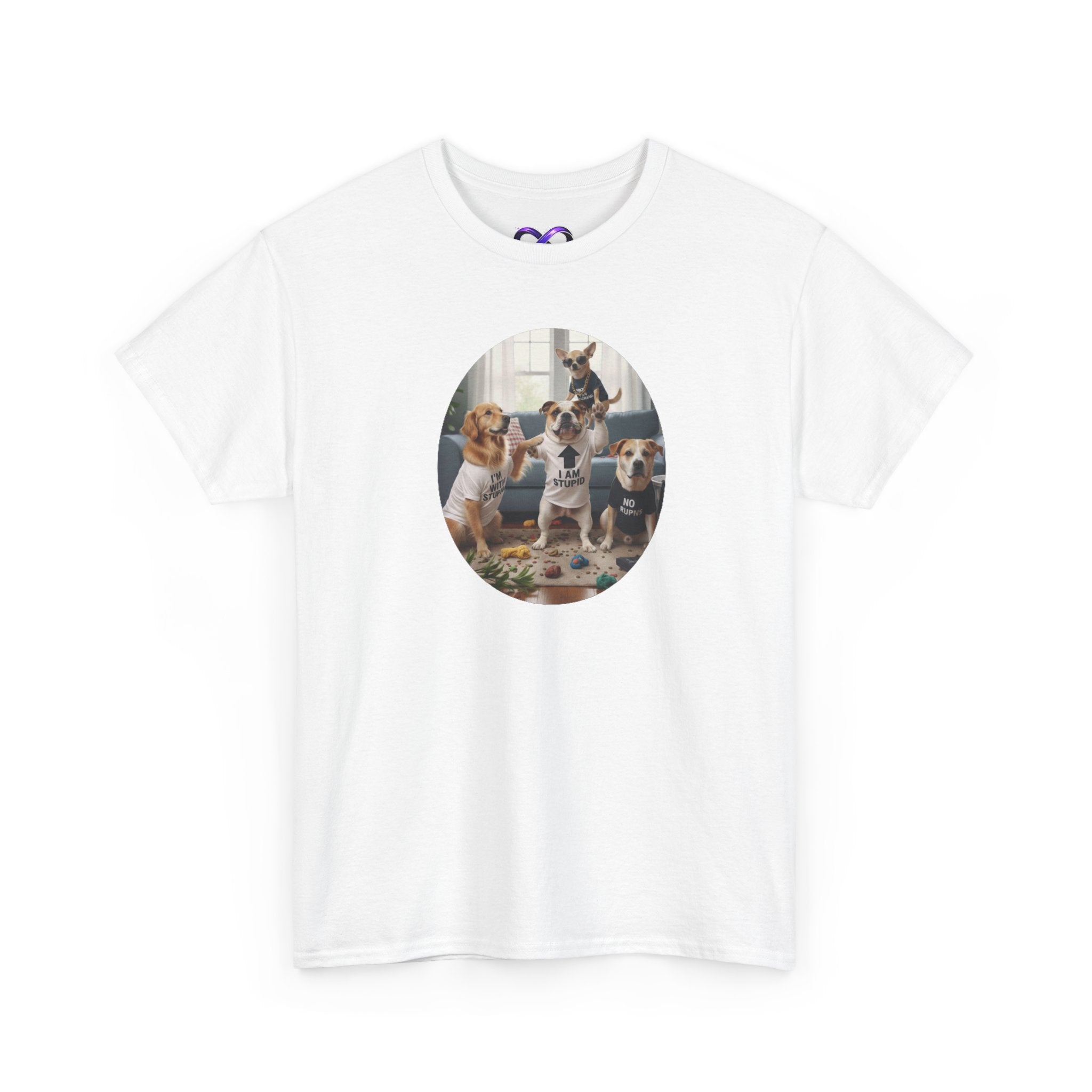 Dog Party Graphic Tee — Cute Puppies Circle Print