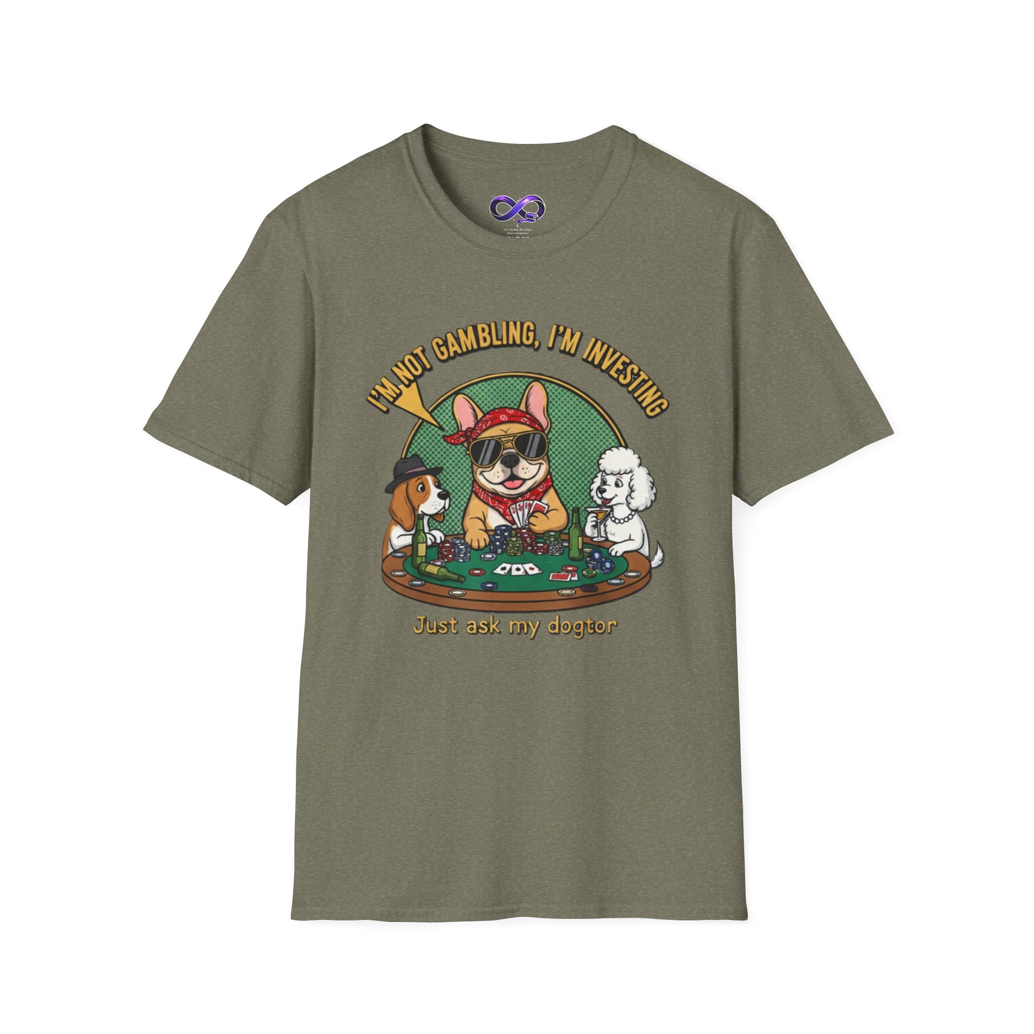 Funny 'I'm Not Gambling, I'm Investing' Dog Poker T-Shirt