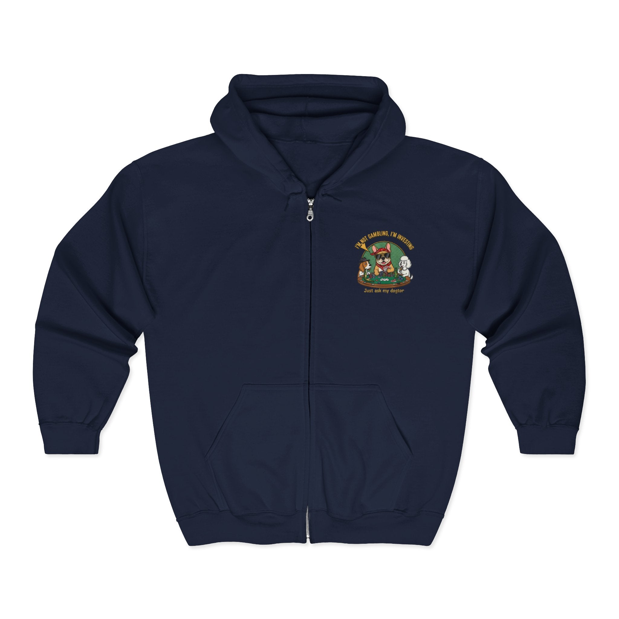 Zip Hoodie — Cute Mushroom Gnome Chest Logo with Purple Infinity Back