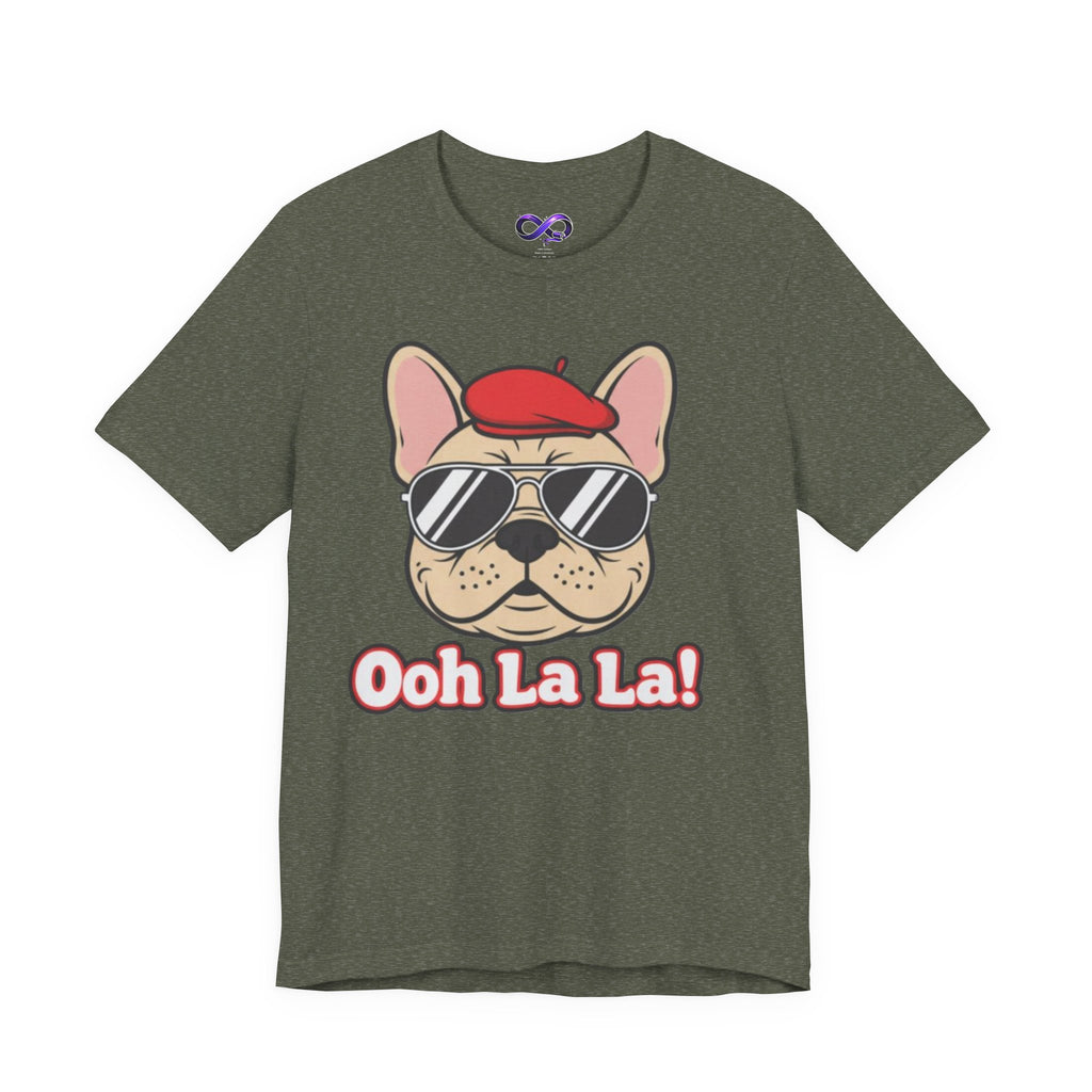 French Bulldog Graphic Tee — "Ooh La La!" Cute Sunglasses & Beret Dog Shirt