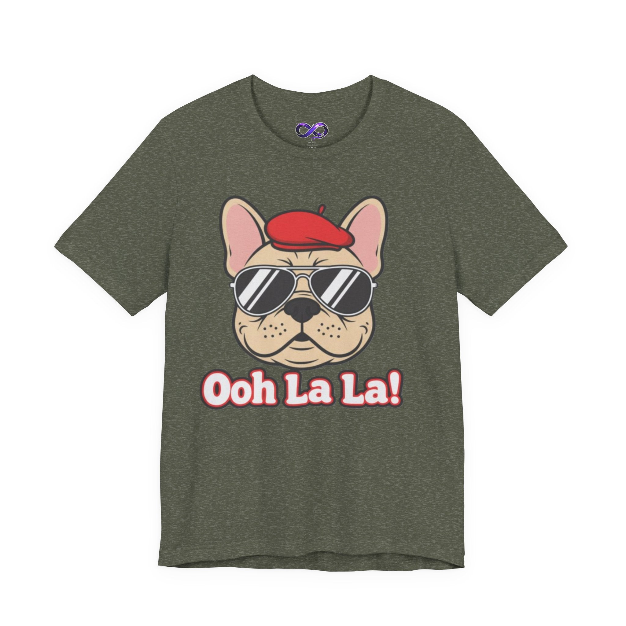 French Bulldog Graphic Tee — "Ooh La La!" Cute Sunglasses & Beret Dog Shirt