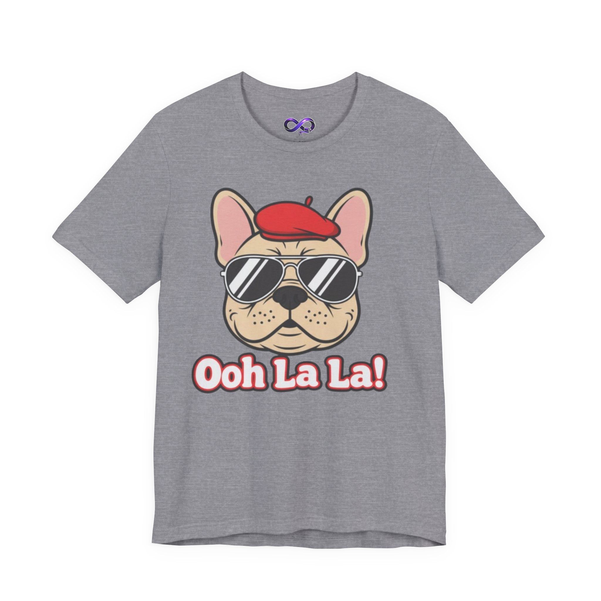 French Bulldog Graphic Tee — "Ooh La La!" Cute Sunglasses & Beret Dog Shirt