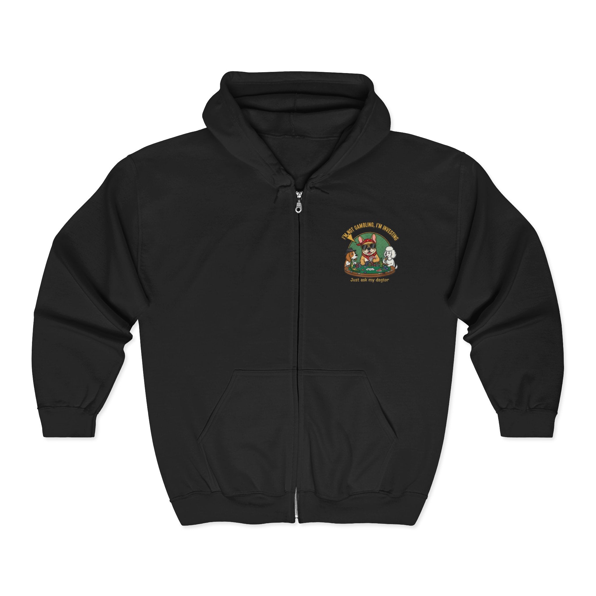 Zip Hoodie — Cute Mushroom Gnome Chest Logo with Purple Infinity Back