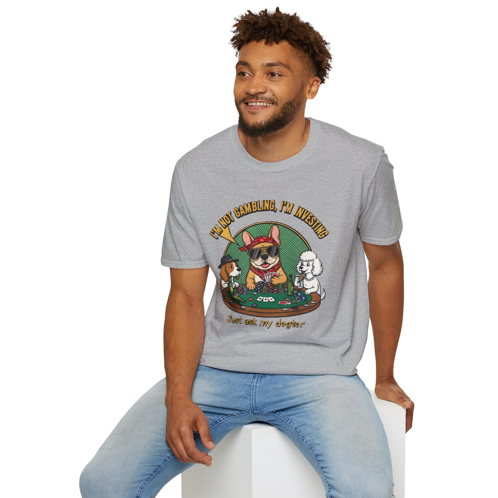 Funny 'I'm Not Gambling, I'm Investing' Dog Poker T-Shirt