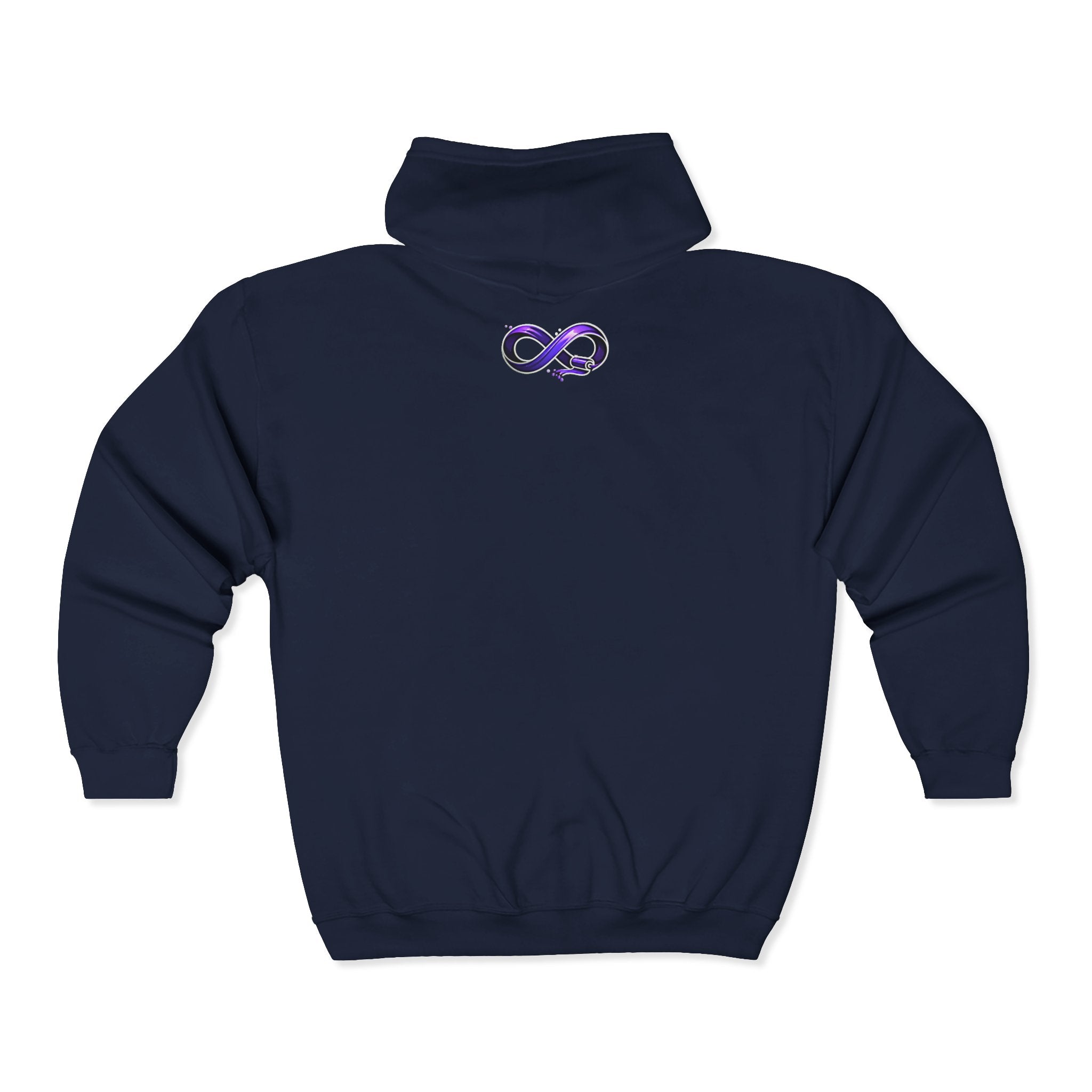 Zip Hoodie — Cute Mushroom Gnome Chest Logo with Purple Infinity Back