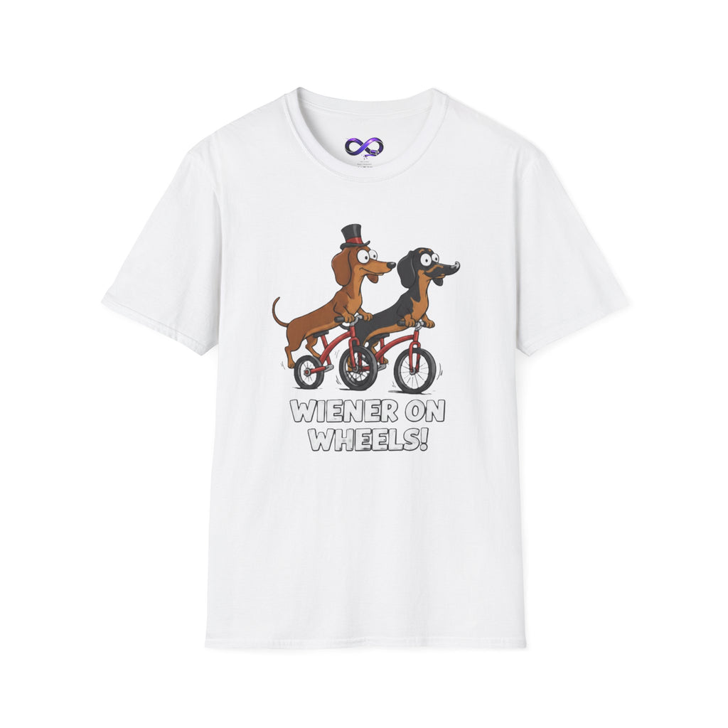 Dachshund Bike T-Shirt — "Wiener on Wheels" Funny Wiener Dog Tee