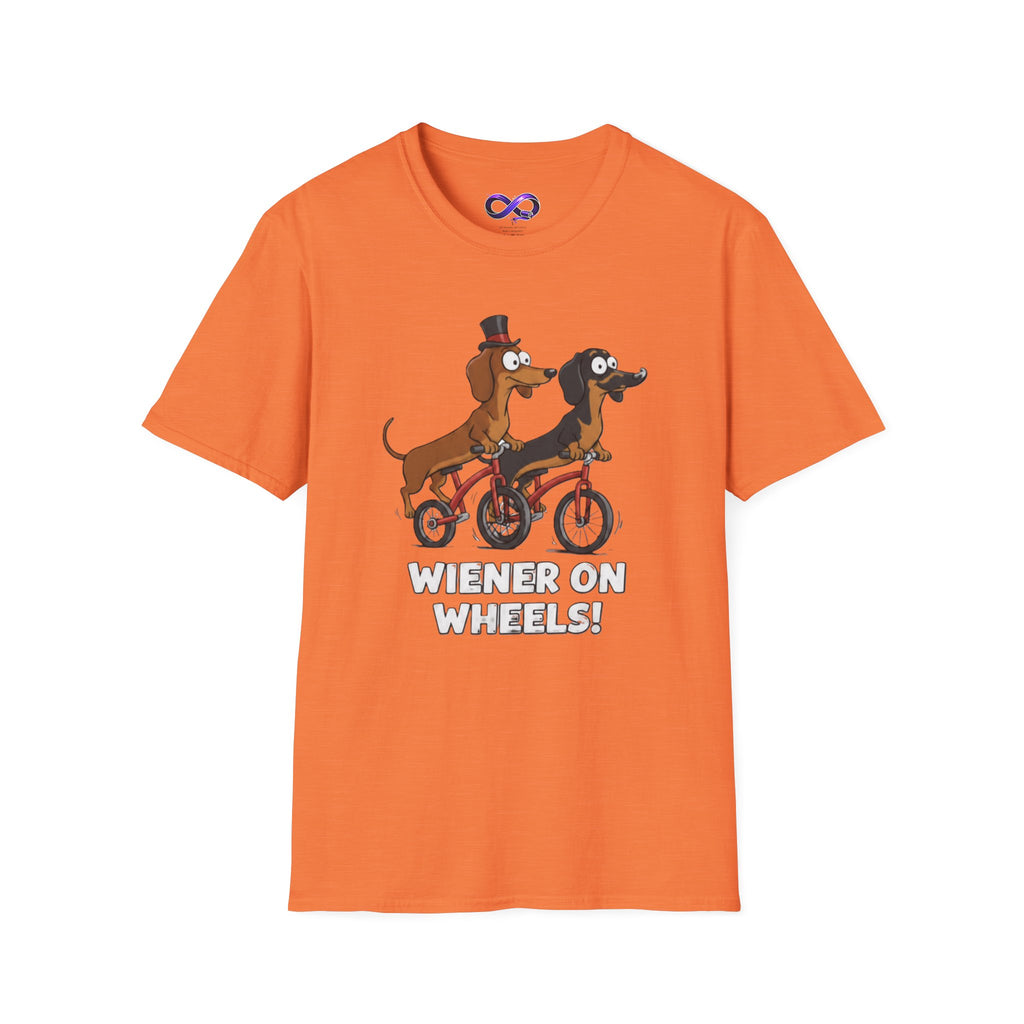 Dachshund Bike T-Shirt — "Wiener on Wheels" Funny Wiener Dog Tee