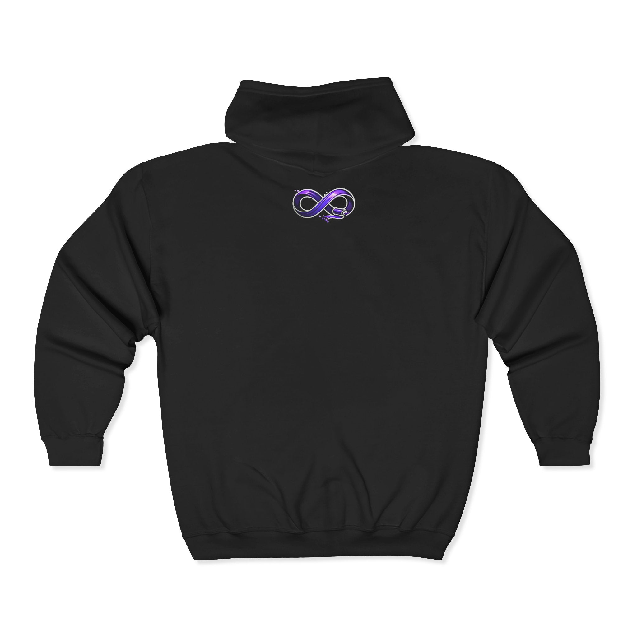 Zip Hoodie — Cute Mushroom Gnome Chest Logo with Purple Infinity Back