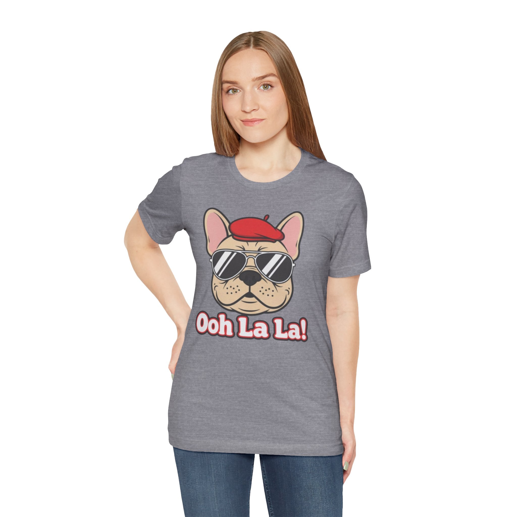 French Bulldog Graphic Tee — "Ooh La La!" Cute Sunglasses & Beret Dog Shirt