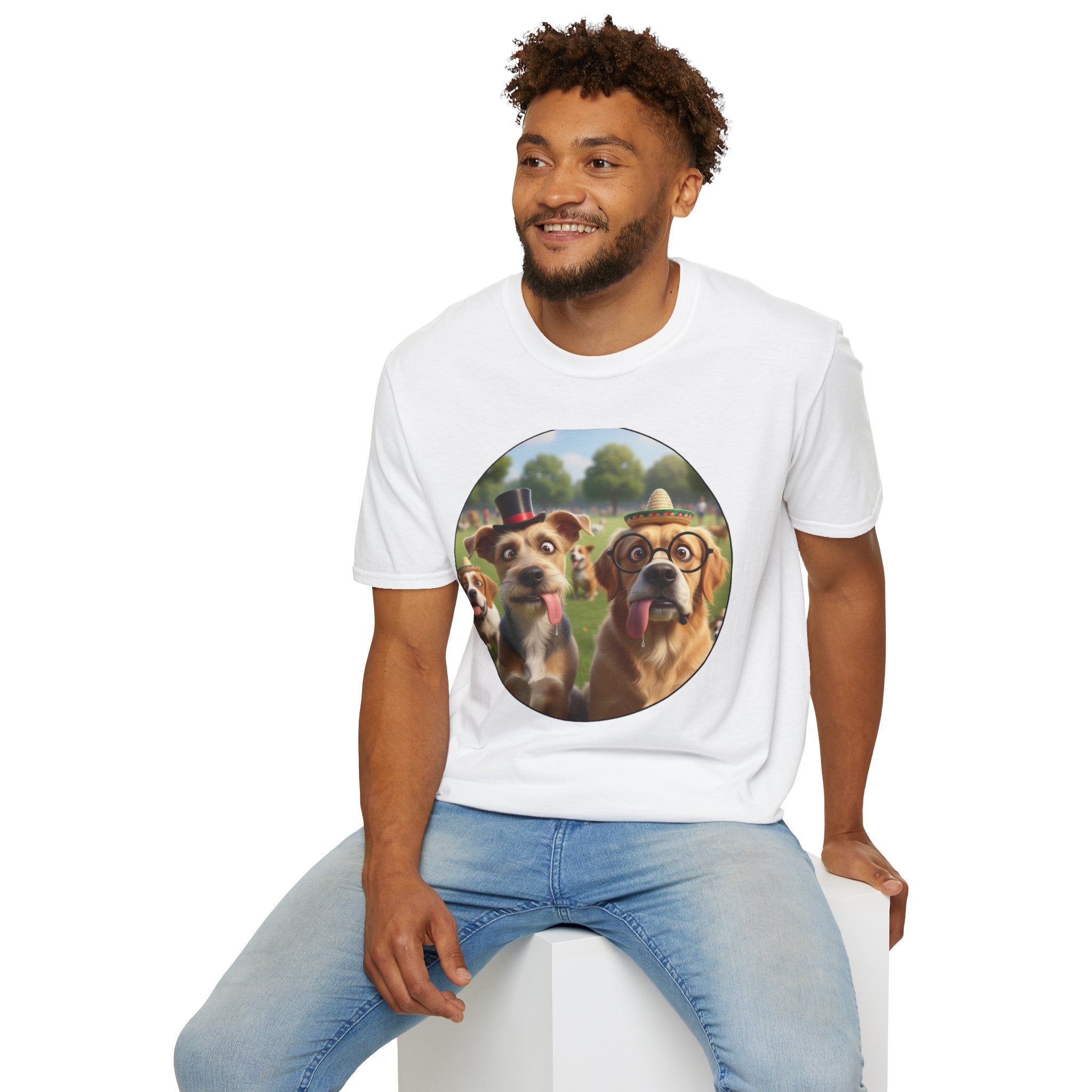 Happy Pack Dogs T-Shirt — Cute Dogs in Glasses Graphic Tee