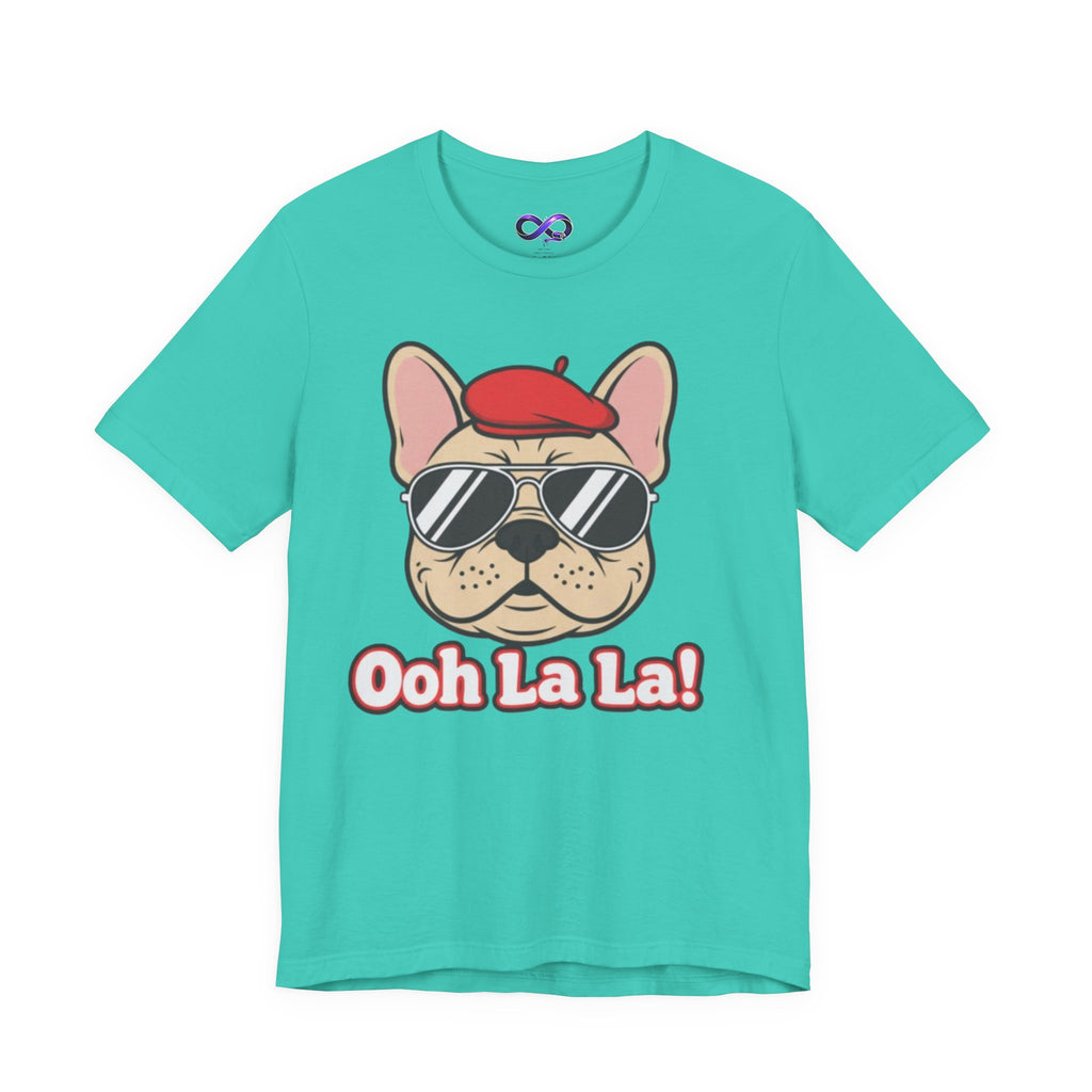 French Bulldog Graphic Tee — "Ooh La La!" Cute Sunglasses & Beret Dog Shirt