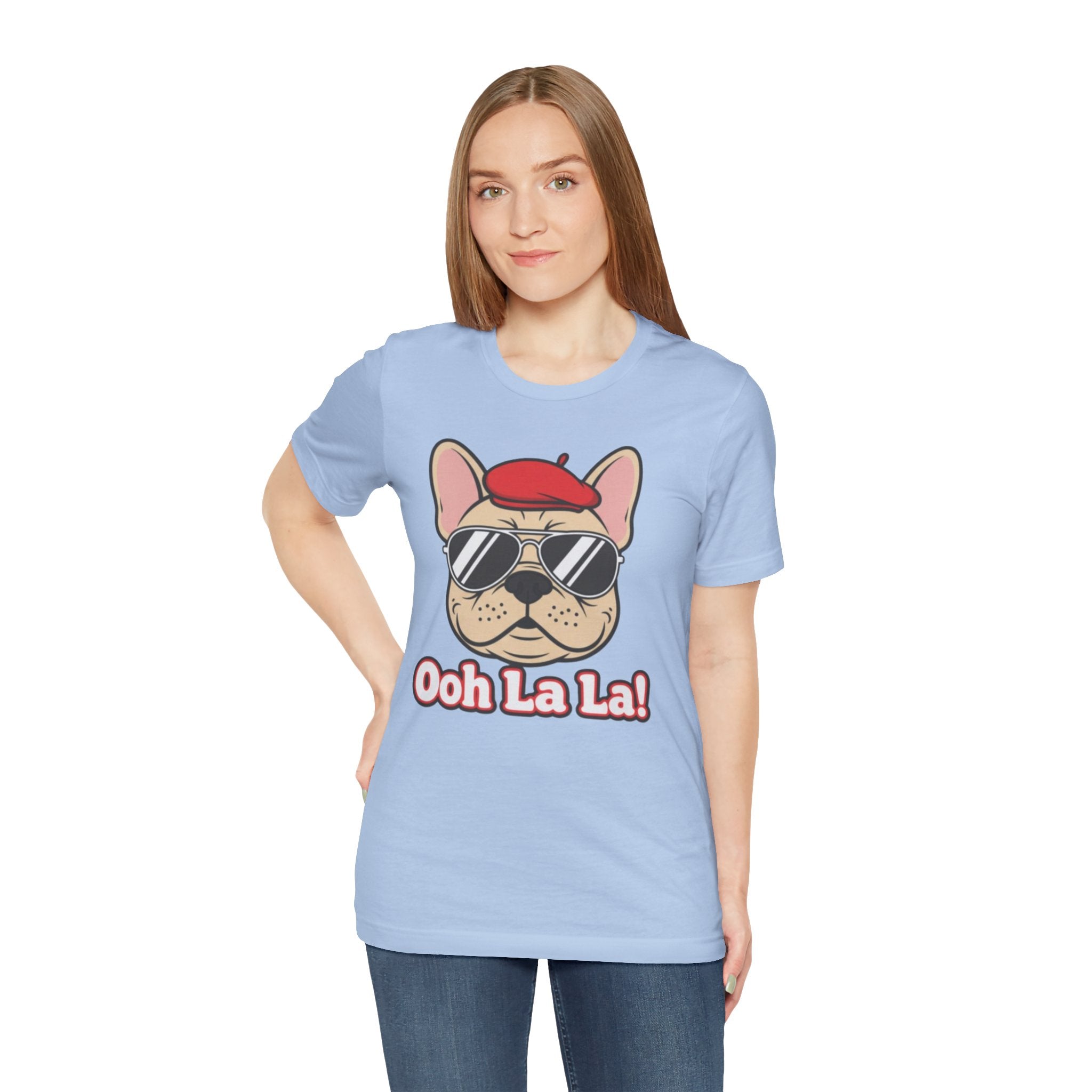 French Bulldog Graphic Tee — "Ooh La La!" Cute Sunglasses & Beret Dog Shirt