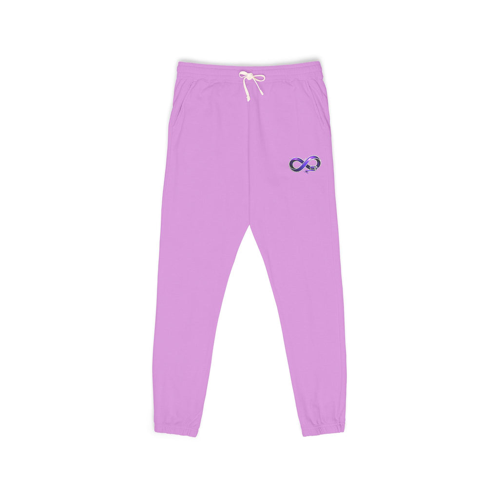Embroidered Purple Rose Sweatpants — Garment-Dyed Fleece Joggers