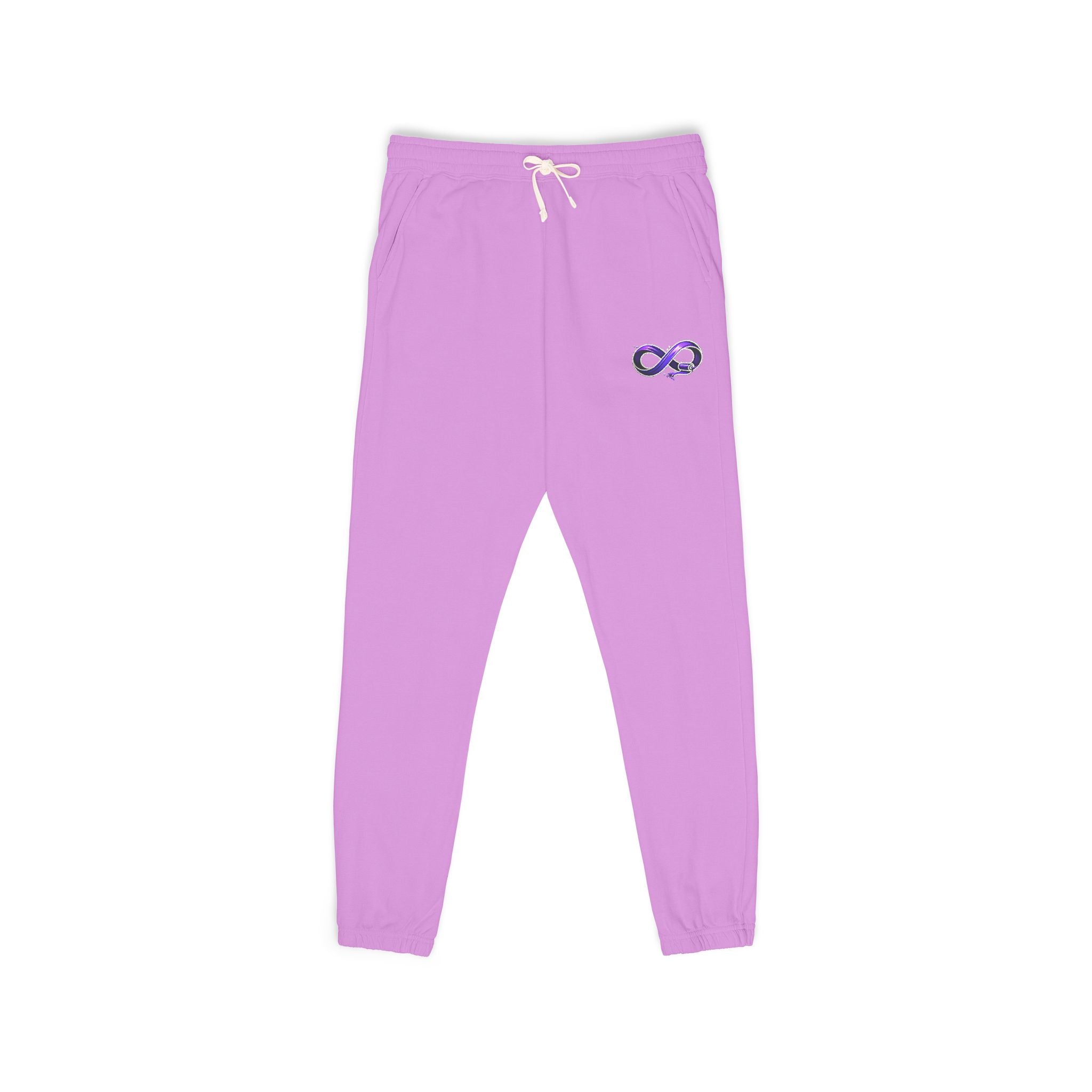 Embroidered Purple Rose Sweatpants — Garment-Dyed Fleece Joggers