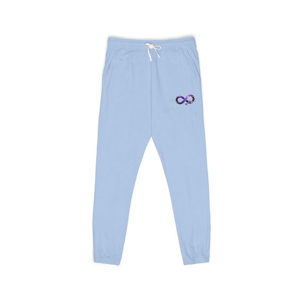 Embroidered Purple Rose Sweatpants — Garment-Dyed Fleece Joggers