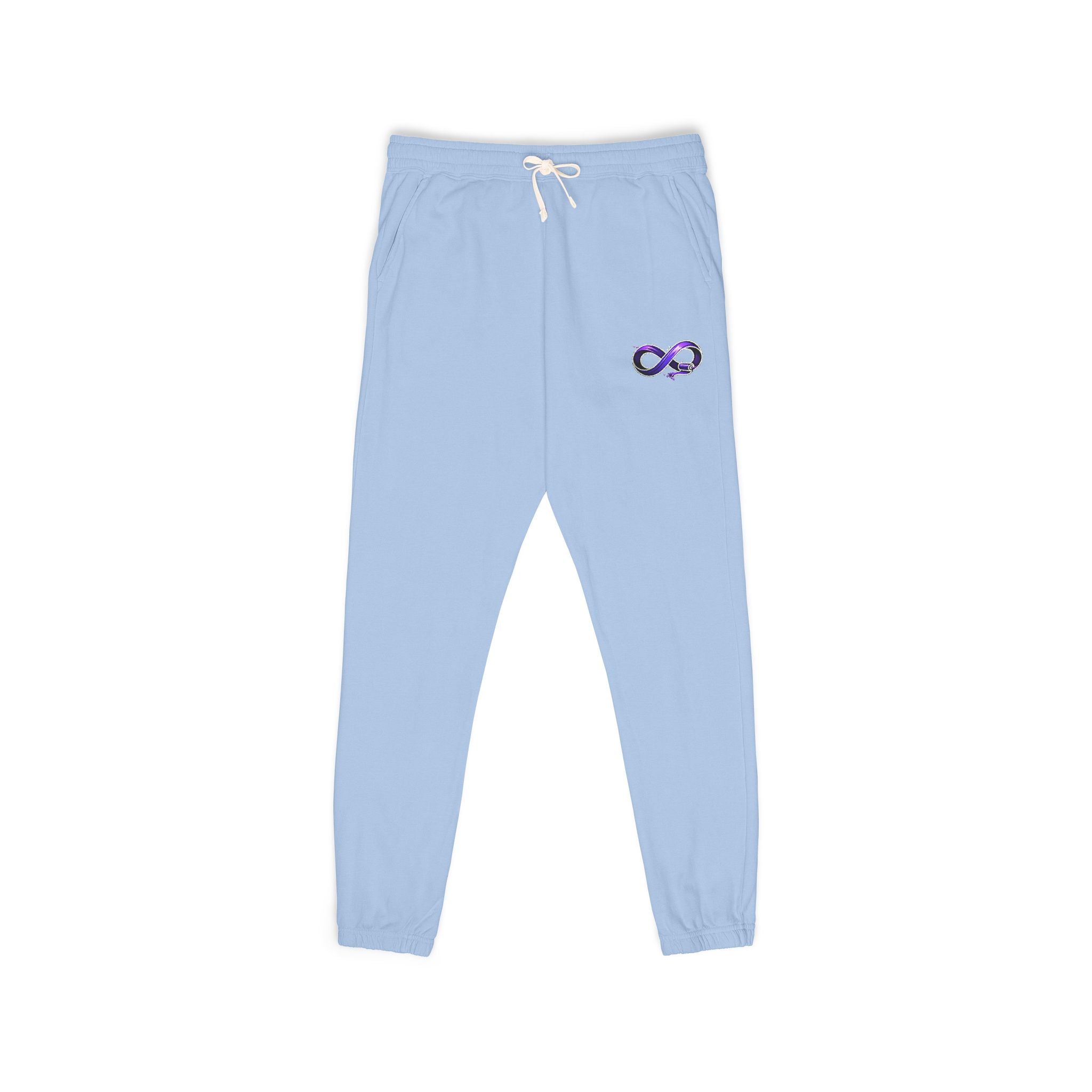 Embroidered Purple Rose Sweatpants — Garment-Dyed Fleece Joggers