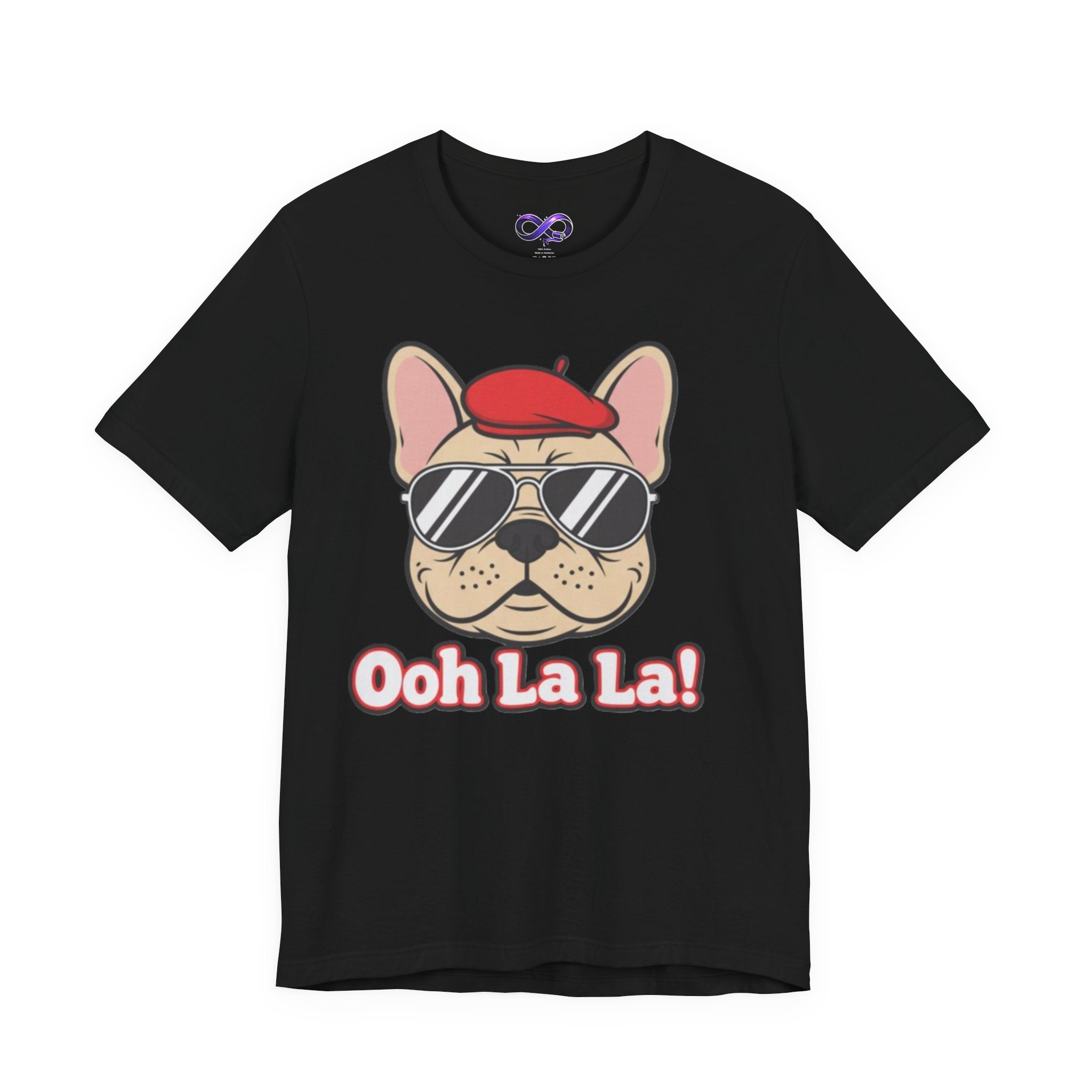 French Bulldog Graphic Tee — "Ooh La La!" Cute Sunglasses & Beret Dog Shirt