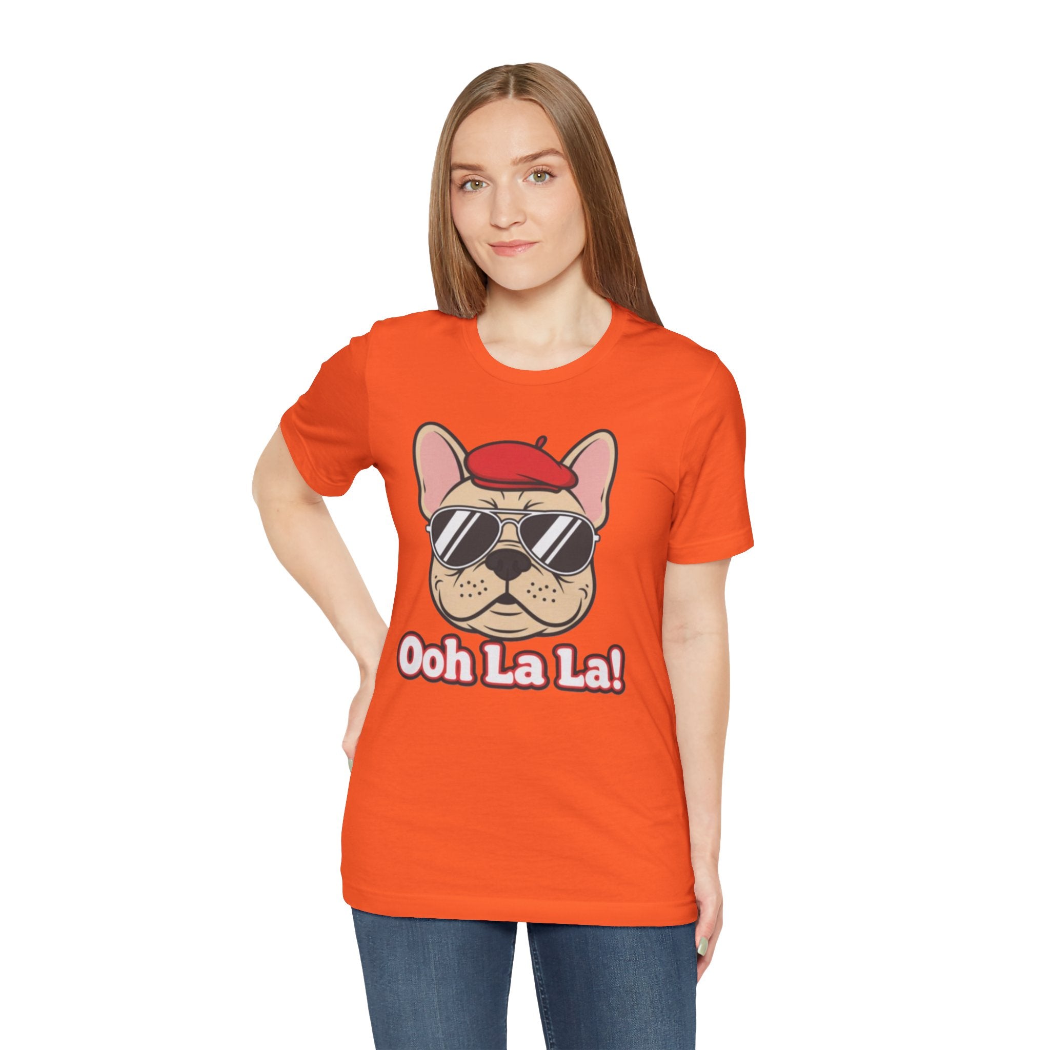 French Bulldog Graphic Tee — "Ooh La La!" Cute Sunglasses & Beret Dog Shirt