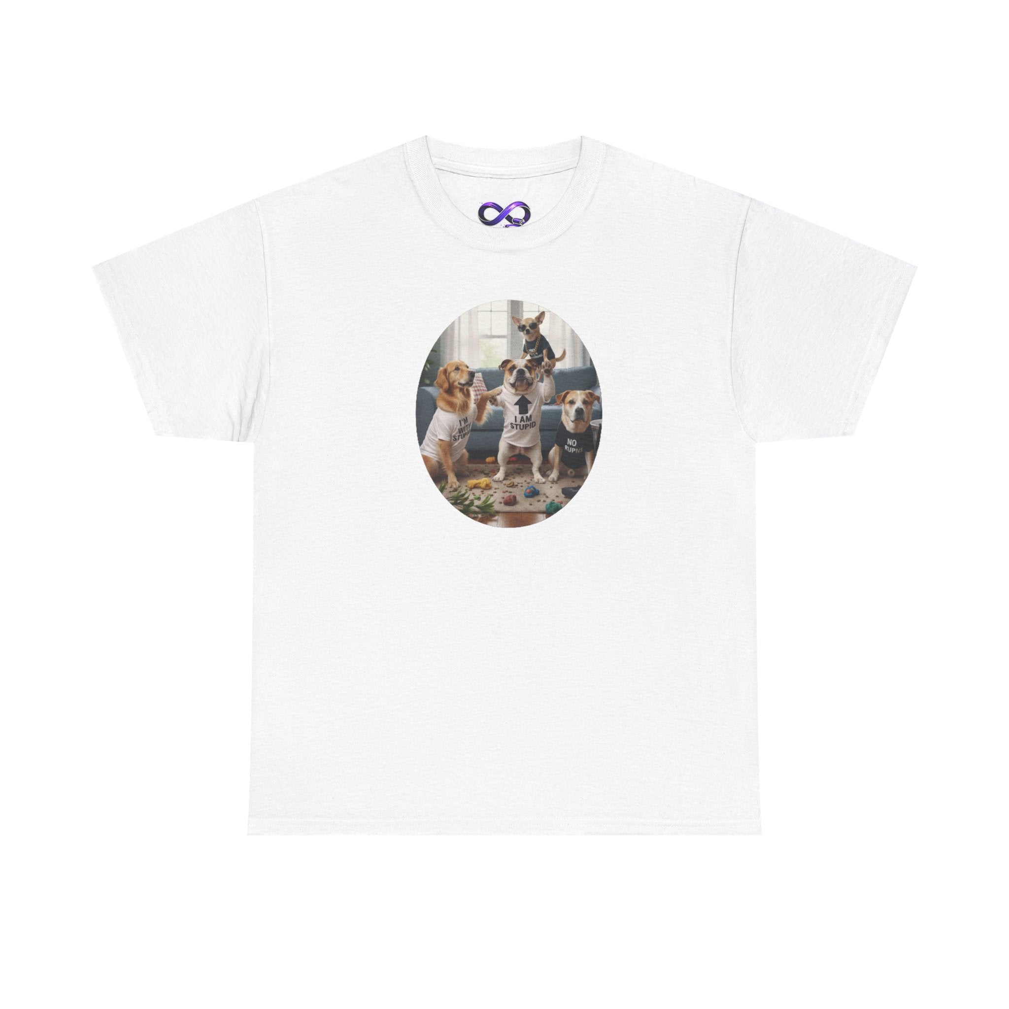 Dog Party Graphic Tee — Cute Puppies Circle Print