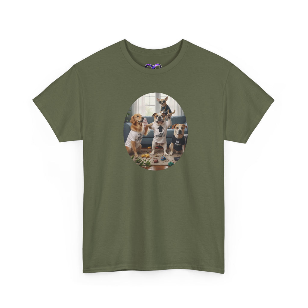 Dog Party Graphic Tee — Cute Puppies Circle Print
