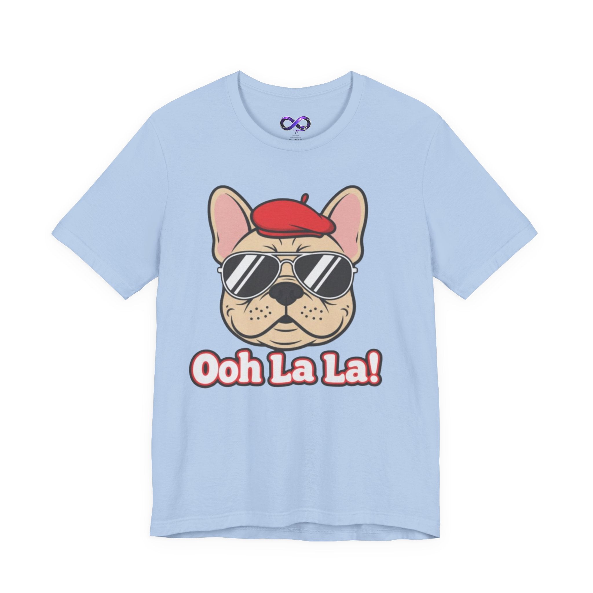 French Bulldog Graphic Tee — "Ooh La La!" Cute Sunglasses & Beret Dog Shirt