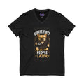 Coffee First People Later V-Neck T-Shirt — Funny French Bulldog Morning Tee