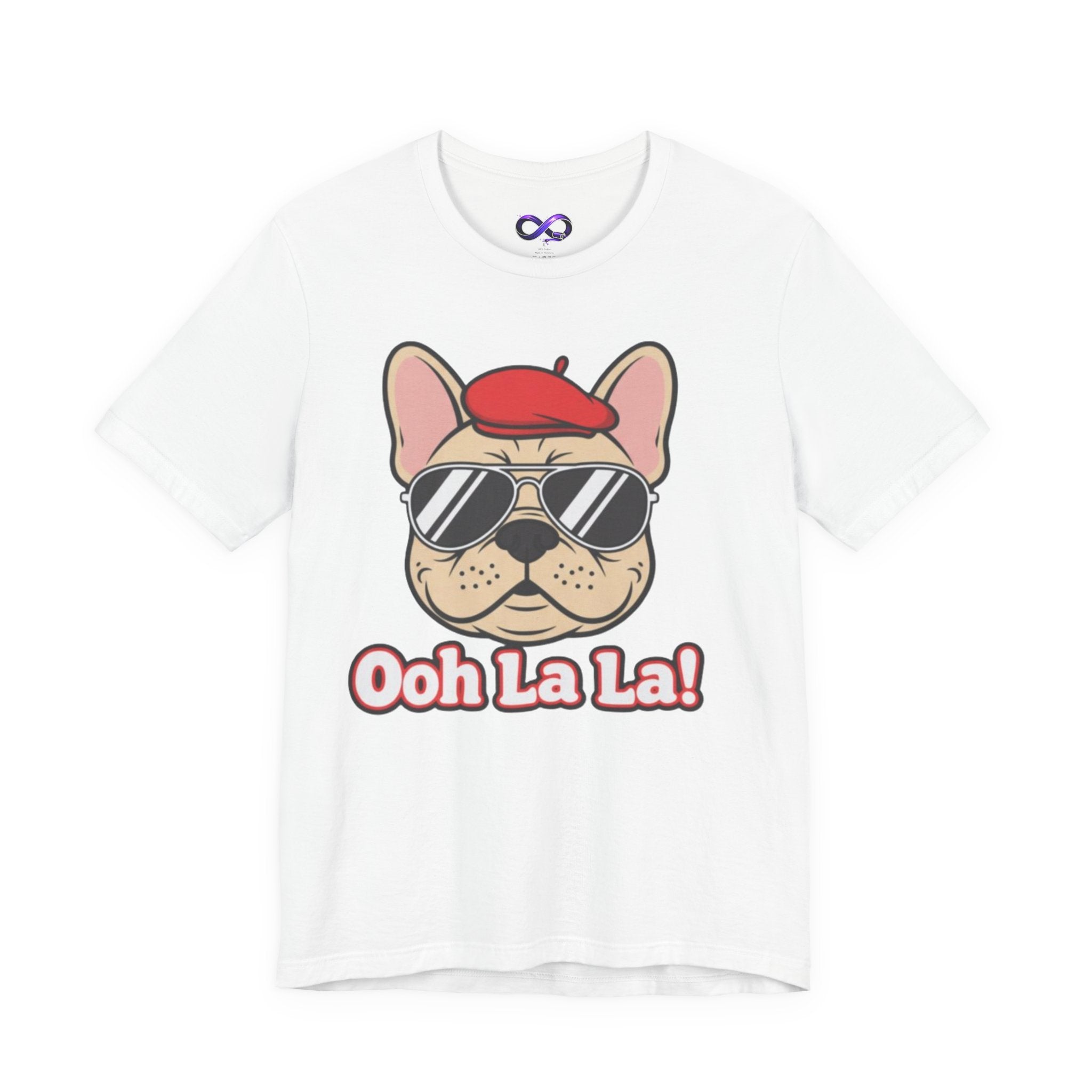 French Bulldog Graphic Tee — "Ooh La La!" Cute Sunglasses & Beret Dog Shirt