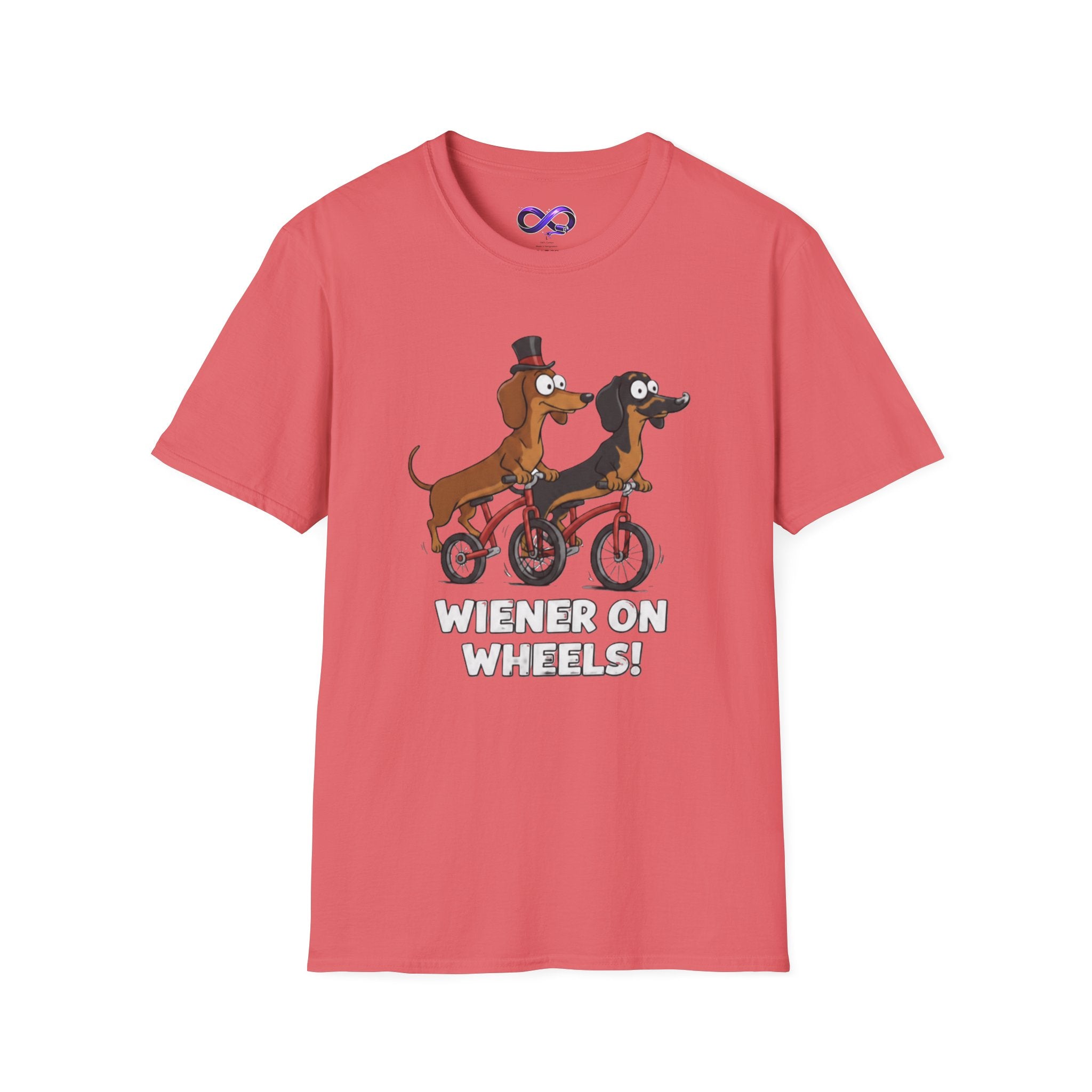 Dachshund Bike T-Shirt — "Wiener on Wheels" Funny Wiener Dog Tee
