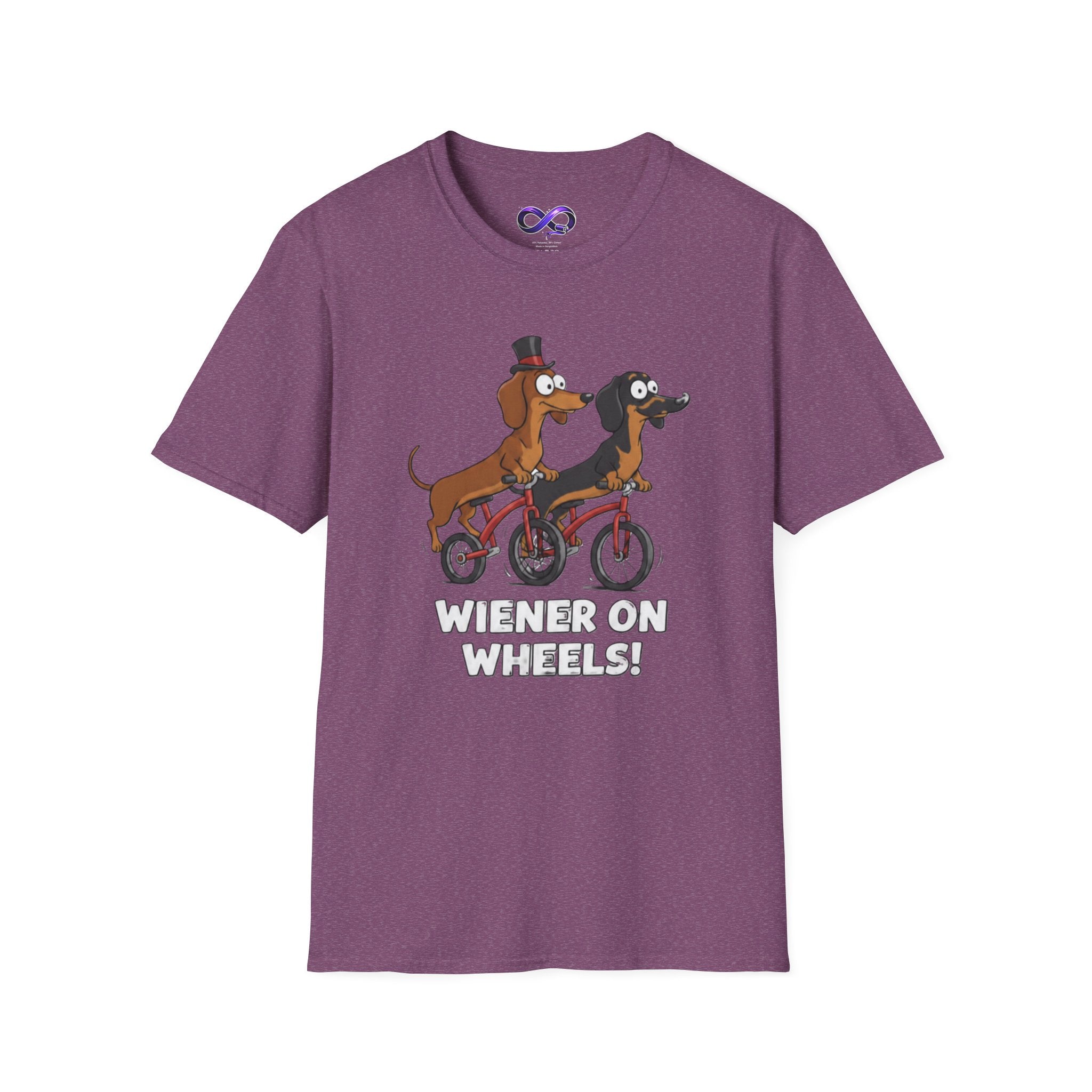 Dachshund Bike T-Shirt — "Wiener on Wheels" Funny Wiener Dog Tee