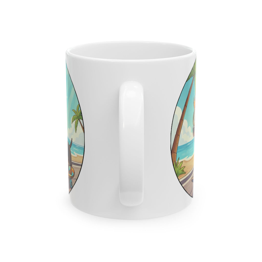 Beach Skateboard Dogs Ceramic Mug (11oz/15oz)