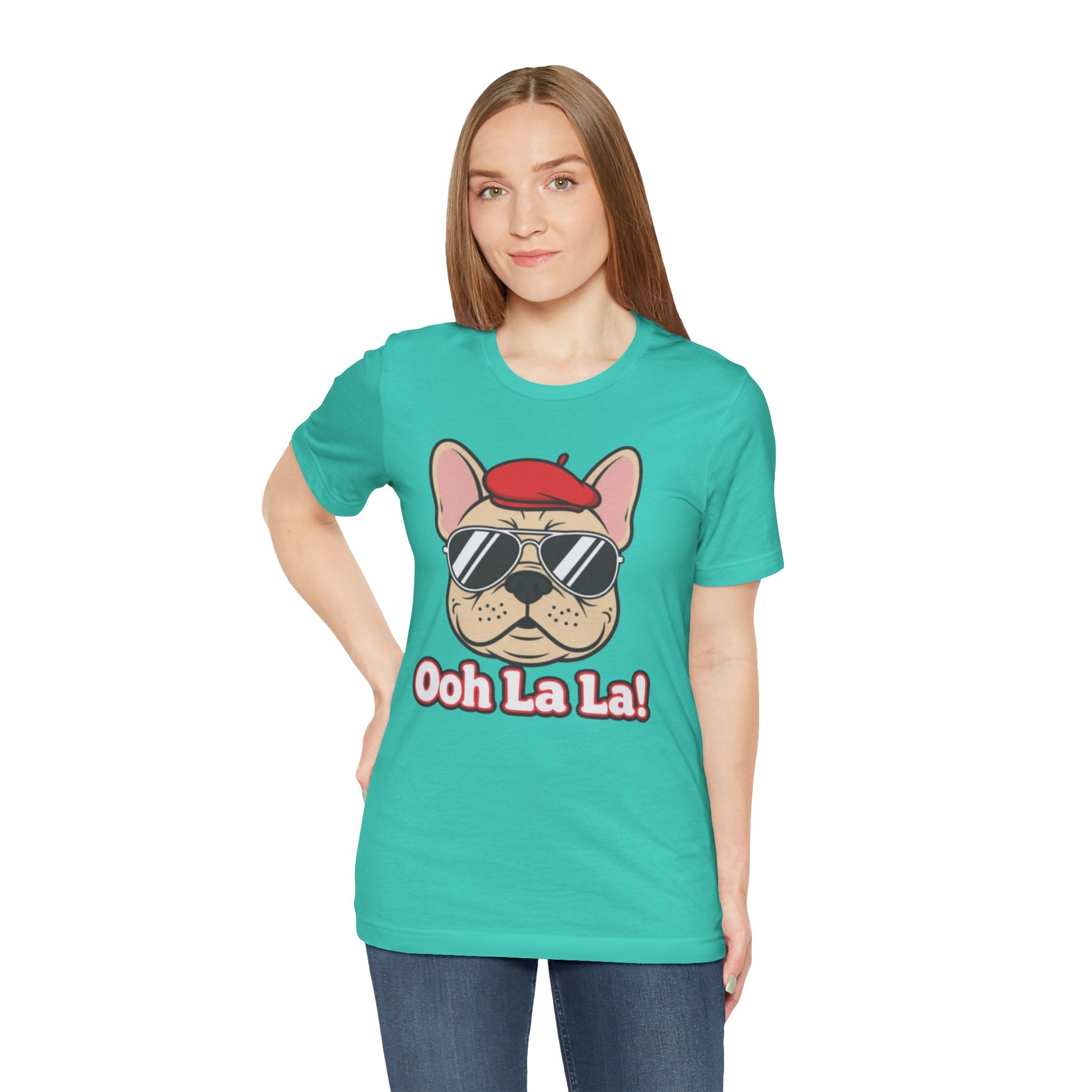 French Bulldog Graphic Tee — "Ooh La La!" Cute Sunglasses & Beret Dog Shirt