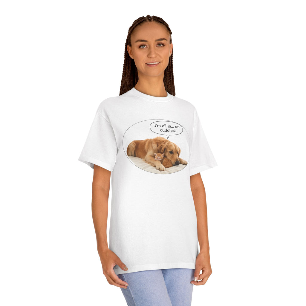 Cute Puppy 'I'm all in… on cuddles!' Graphic Tee