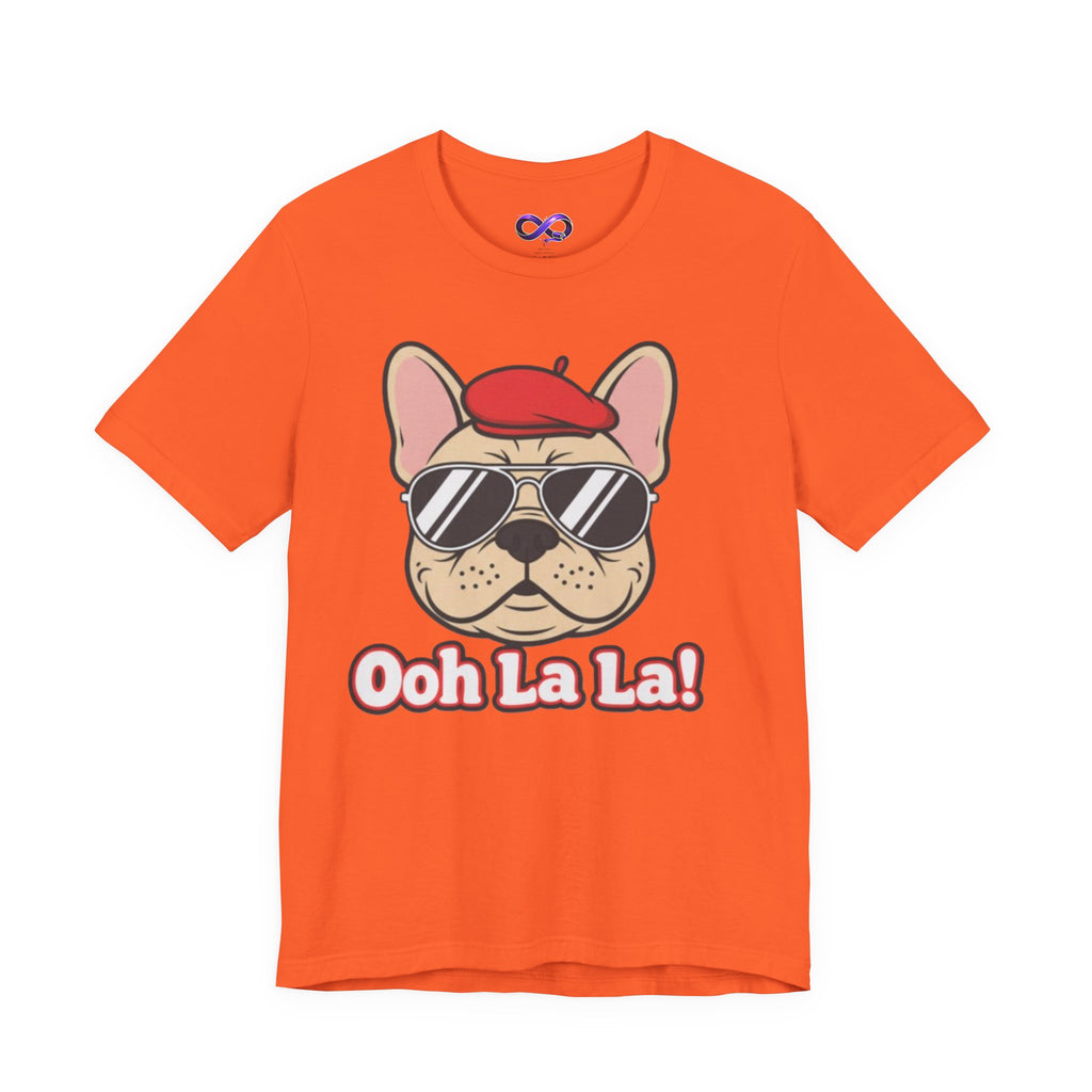 French Bulldog Graphic Tee — "Ooh La La!" Cute Sunglasses & Beret Dog Shirt