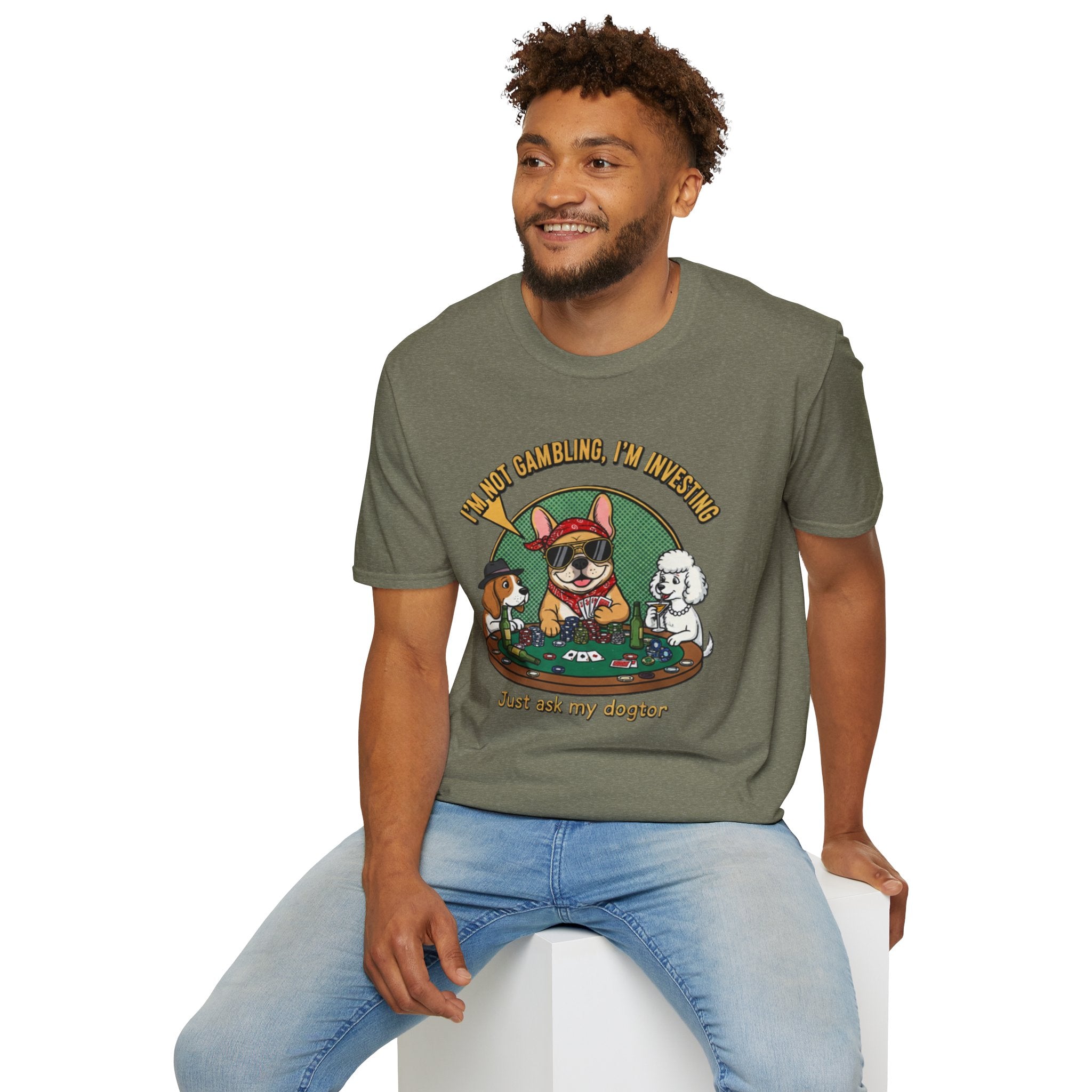 Funny 'I'm Not Gambling, I'm Investing' Dog Poker T-Shirt