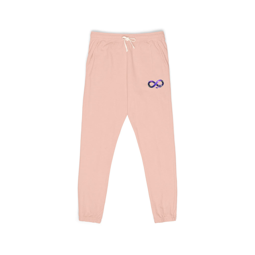 Embroidered Purple Rose Sweatpants — Garment-Dyed Fleece Joggers