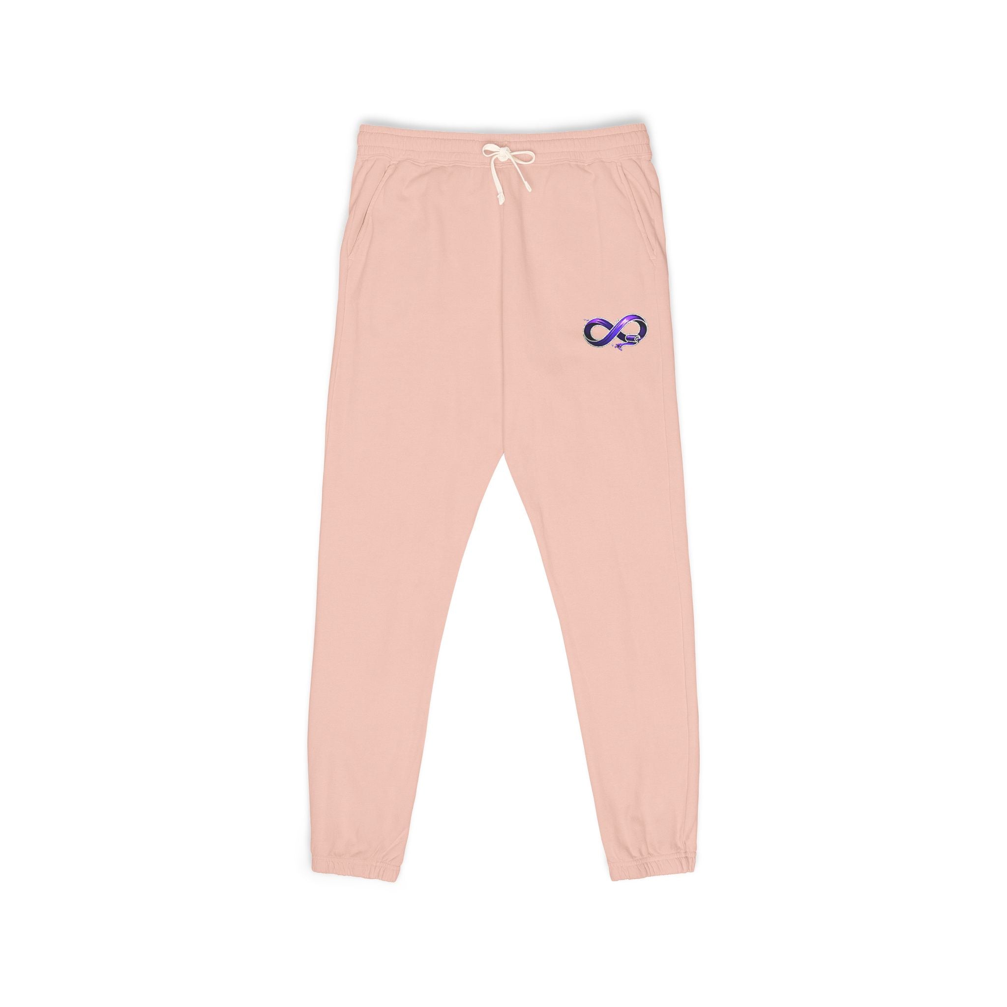Embroidered Purple Rose Sweatpants — Garment-Dyed Fleece Joggers
