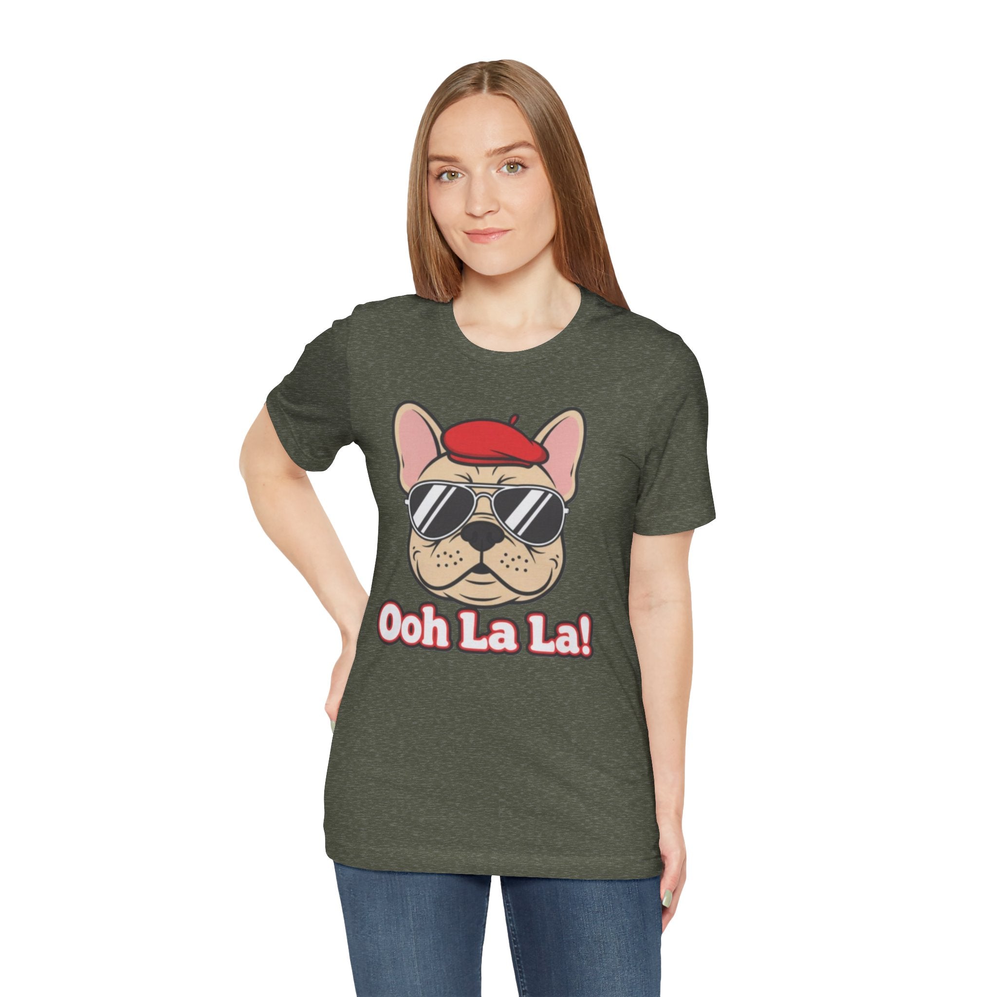 French Bulldog Graphic Tee — "Ooh La La!" Cute Sunglasses & Beret Dog Shirt