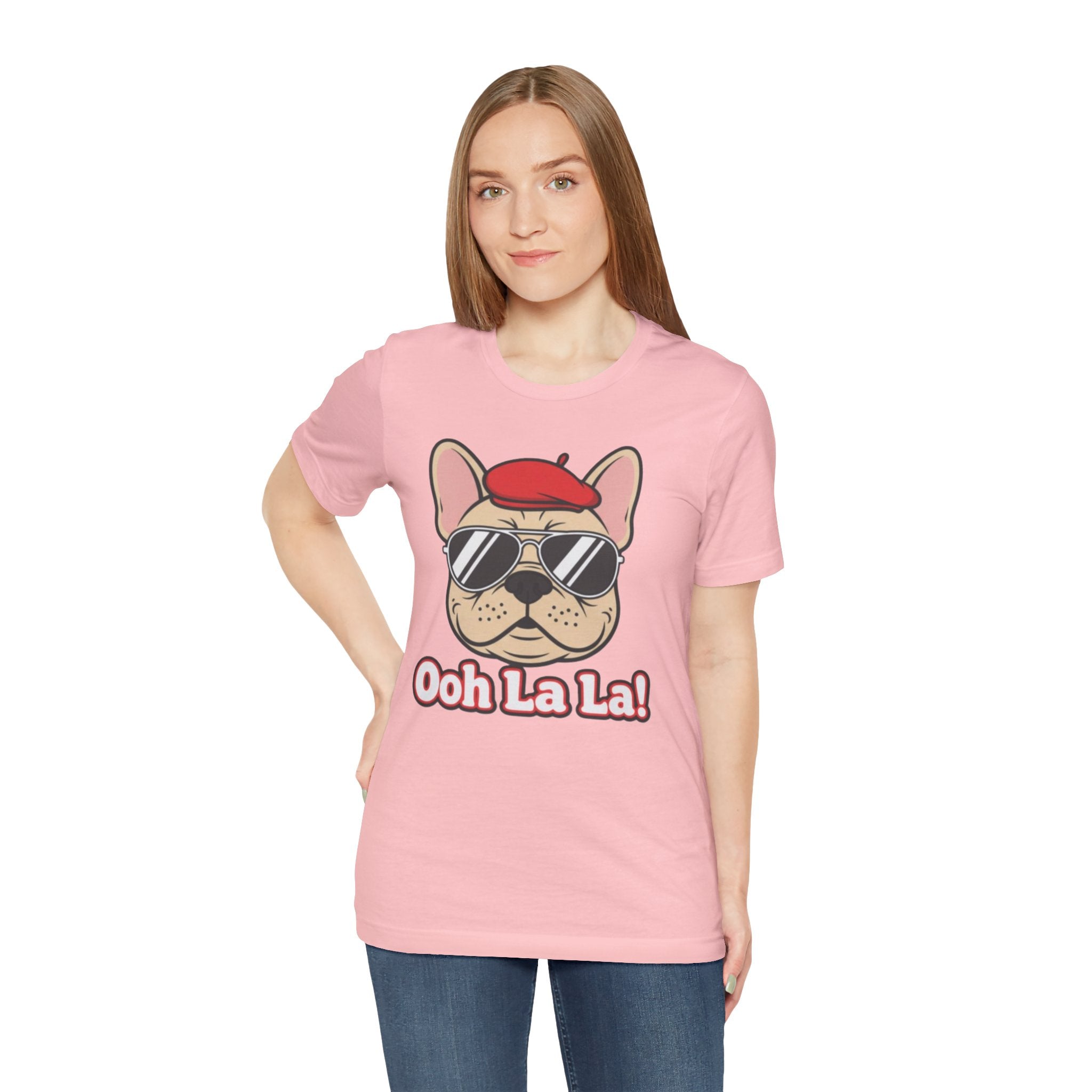 French Bulldog Graphic Tee — "Ooh La La!" Cute Sunglasses & Beret Dog Shirt